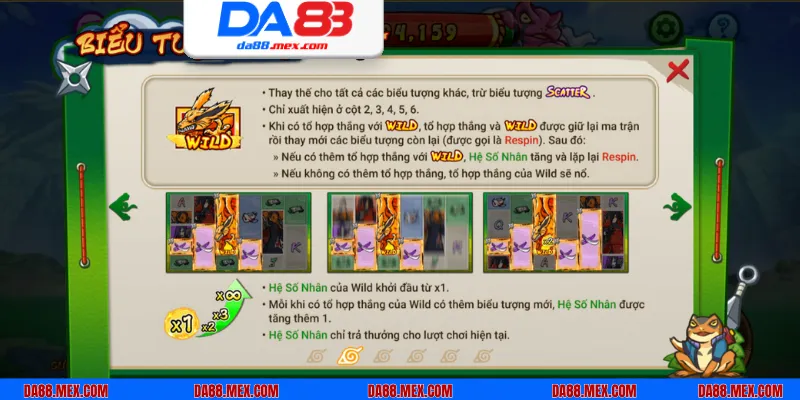 Wild  thay thế được các biểu tượng khác trong guồng quay